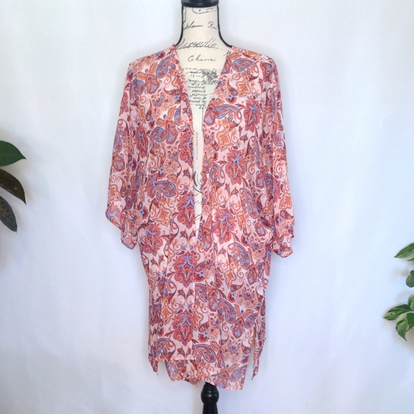LuLaRoe Other - NWT Daphne Sheer Paisley Kimono Duster w/ Tie Size Large